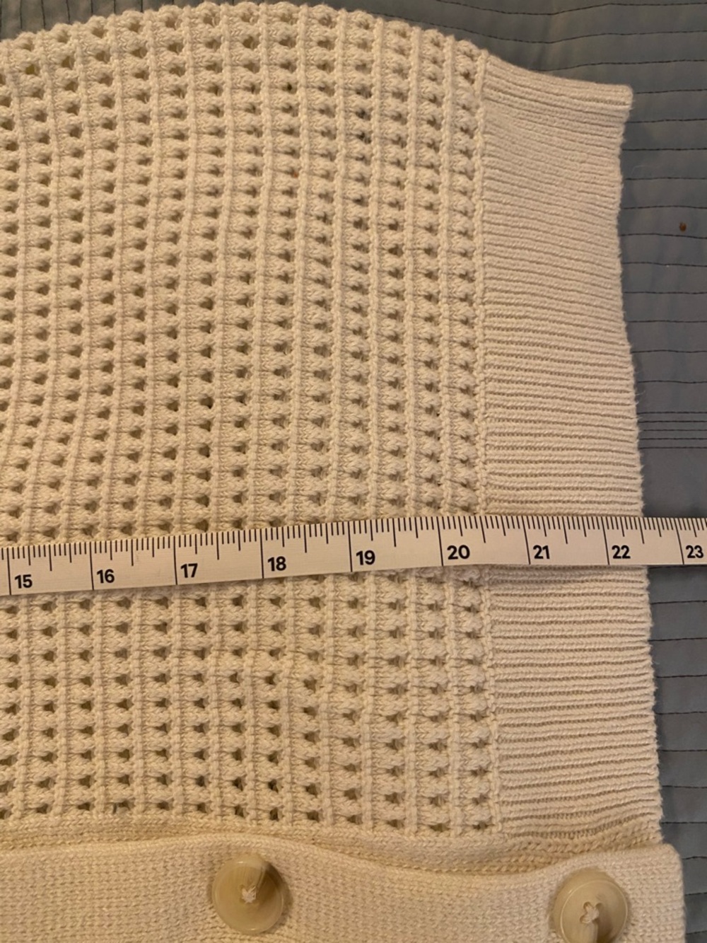 Women’s Medium Cream Cotton Blend Crochet Knit Button-Front Sweater Vest - Picture 7 of 8